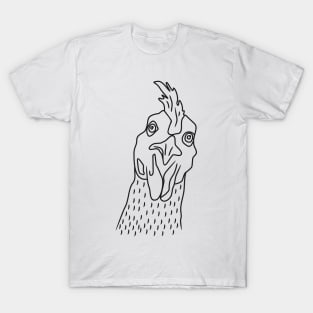 line art of curious chicken heads T-Shirt